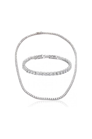 Monemel Swarovski Gümüş Suyolu Kolye Ve Bileklik Set- 2.5mm Altın Kaplama Wn115set Gümüş