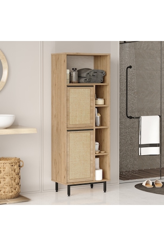 Lidya Banyo Dolabı Çok Amaçlı Dolap 2 Kapaklı Metal Ayak On10c-s Kahverengi