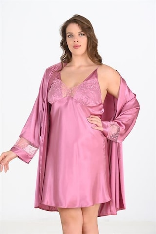 Büyük Beden 2li Gülkurusu Sabahlık Takımı Bigsize 6204 Ekru