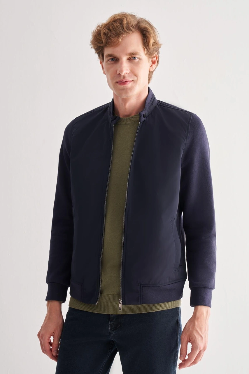 İmza Koyu Lacivert Dik Yaka Cls Slim Fit Mont 1007255127 Koyu Lacivert
