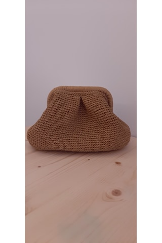 Buva Fall Clutch-kağıt İp El Çantası Camel