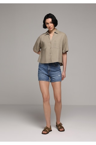 Colin's Colins Fashion Fit Shirt Neck Düz Kadın Yeşil Kısa Kol Gömlek Cl1081558 Q1.v2 Kha Haki