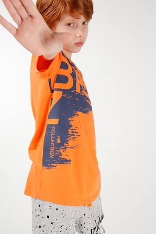 Brz Kids Neon Baskılı Erkek Çocuk Kısa Kollu T-Shirt Turuncu