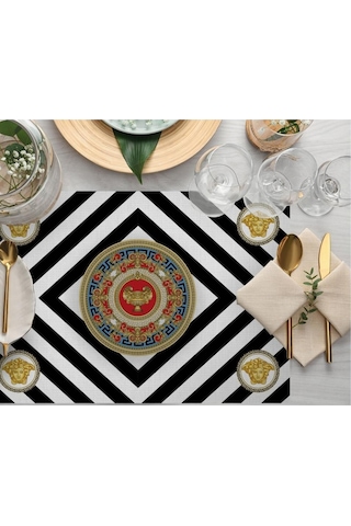 Figüratif Desen Kumaş Amerikan Servis 4'lü Set 35x50cm Keten, Ulusl. Yıkama Ve Solmama Sertifikası Çok Renkli