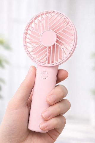 Standlı 3 Mod Şarjlı El Fanı 3 Kademe Seyahat Masaüstü Vantilatör Taşınabilir Mini Fan Pembe F137