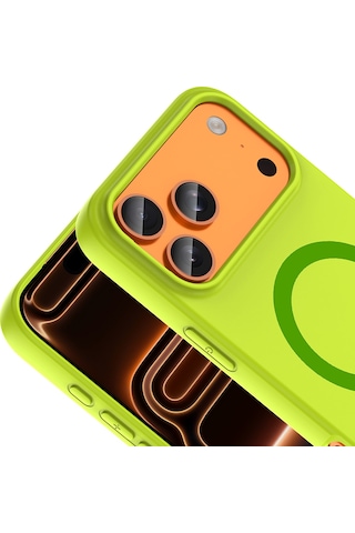 Maks Technology iPhone Uyumlu 17 Pro Max Kılıf M-safe Şarj Özellikli Mkst Aris Silikon Kapak - Yeşil