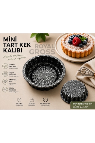 Chef Serisi Döküm Mini Siyah Tart Kek Kalıbı 1 Adet Granit Yapışmaz Fırın Kalıbı