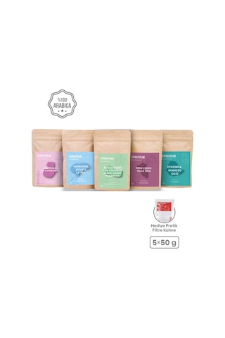 Dünya Kahveleri Deneme Seti Çekirdek Kahve – 5 Farklı Tür, 250 gr Premium Kahve Paketi