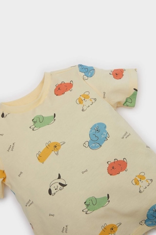 DeFacto Erkek Bebek Pijama Takımı Desenli Kısa Kollu Penye Üst Beli Lastikli Şort E9607A525SMYL450 Sarı