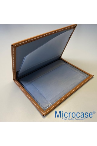 Microcase Suni Deri Oto Ruhsat Kabı Kılıfı Ruhsatlık + Ön Arka Panel Numaratör 1 Adet- Al5038 Taba