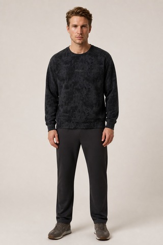 Redline Allon Desenli Kışlık Yeni Sezon Erkek Regular Fit Sweatshirt Beyaz SIYAH
