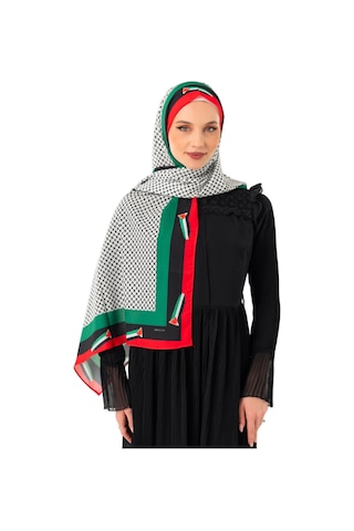 Zaytoon Filistin Şal Kefiye Desenli Püskülsüz Filistin Bayrak Kenarlı Filistin Şal S100048 Çok Renkli