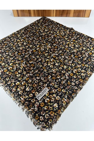 Poloist Desenli Flamalı Keten Eşarp- 05653 Hardal