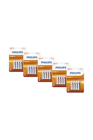 Philips R03L4B/10 LongLife AAA İnce Kalem Pil 5 x 4'lü