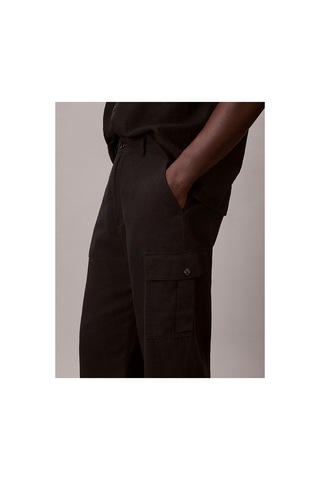 Calvin Klein Erkek Relaxed Fit Düz Çizgili Kargo Pantolon-16197 Siyah
