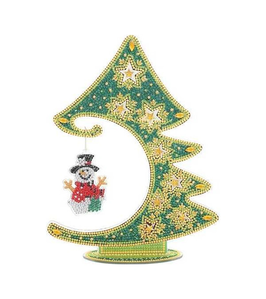 Fortunelane 5d Elmas Boyama Diye Noel Ağacı Dekoru, 29x22cm, Işıkla Parlayan Kenar, Masa Süsü