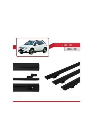 Suzuki Sx4 2006-2013 Arası İle Uyumlu Basic Model Ara Atkı Tavan Barı Siyah 3 Adet
