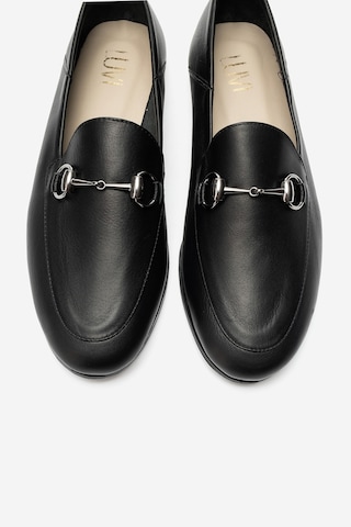 Luvishoes F03 Hakiki Deri Kadın Loafer Ayakkabı Siyah Cilt Siyah