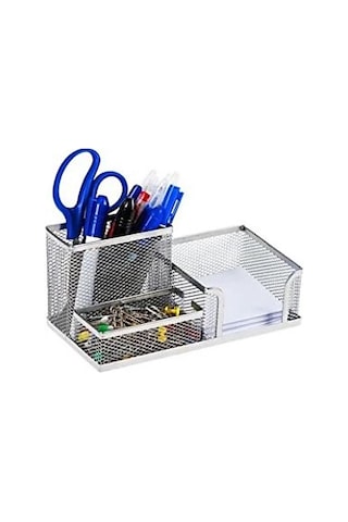 3 Bölmeli Metal Perforeli Organizer (GÜMÜŞ)