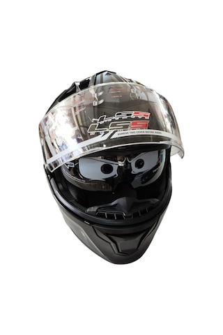 Ls5 Helmets Çeneden Açılır Kask Vizörlü Parlak Siyah Gri
