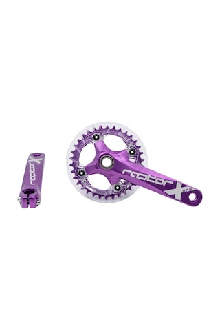 Raptor 34t Tek Yaprak Şeffaf Muhafazalı Aynakol Seti Göbek+aynakol+yaprak Bisiklet Krank Set Mor Mor