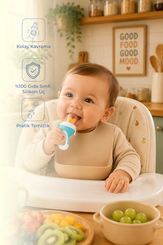 Babyjem Silikon Yumuşak Uçlu Meyve Süzgeçi Sebze Emziği Mavi
