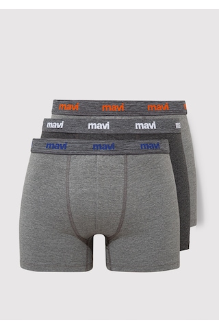 Mavi - 3lü Gri Basic Boxer Seti 0911407-23854 Beyaz