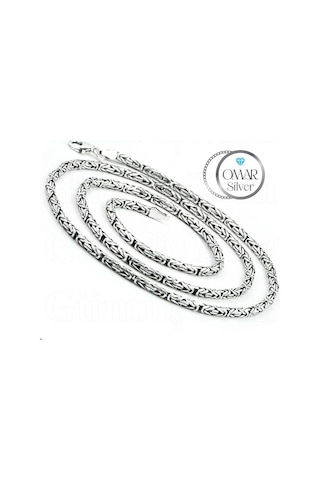 Omar Silver Zincir 925 Ayar 3 Mm Gümüş Erkek Oval Kral Kolye