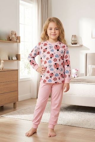 Modanino Kız ÇocukPamuk Pijama Takımı 4-11 Yaş 12628 Pembe