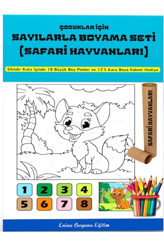 Çocuklar İçin Sayılarla Boyama Seti Safari Hayvanlar