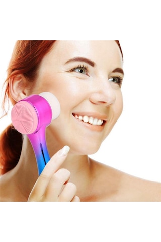 Kuhı Çift İşlevli Renkli Cilt Yüz Temizleme Fırçası Peeling Masaj Etkili Gözenek Temizleyici Alet