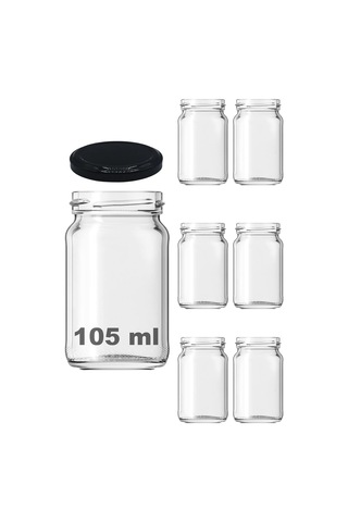 Afracam 105 Ml Şeffaf Cam Kavanoz 105 Cc Konserve Metal Kapaklı Cam Kavanoz 6 Adet Şeffaf, 105 Cc Kısa 6998