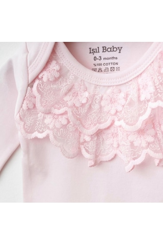 Işıl Baby Dantel Detaylı Kız Bebek Body & Patikli Alt Takım Pembe