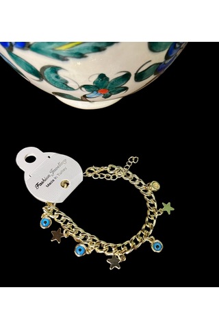 Wiya Mavi Boncuk Kadın Çelik Bileklik