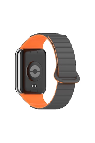 Xiaomi Mi Band 8 Pro Silikon Kordon Mkst Krd-105 Strap Kayış-gri-turuncu