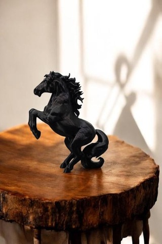 Dekoratif At Biblo - Modern Masaüstü Aksesuarı Ve At Figürü - 15 Cm - Siyah