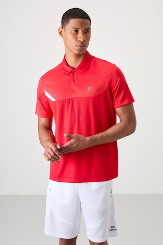 Kırmızı Nefes Alan Dokulu İnce Esnek Standart Fit Polo Yaka Erkek Performans T-shirt - 88402 Kırmızı