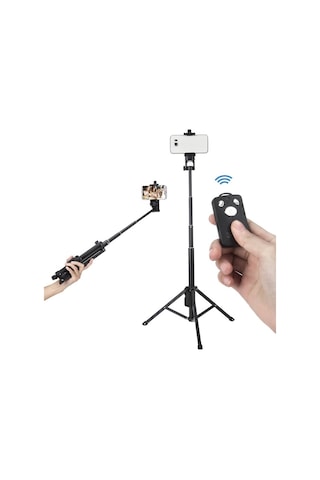 Cbtx Yunteng 1688 Selfie Stick Tripod Bluetooth Uzaktan Kumanda Kamera Standı Siyah
