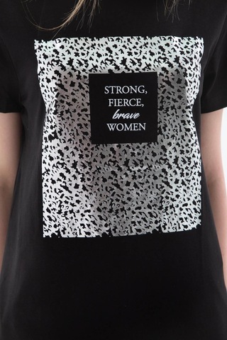 Fashion Friends Baskılı %100 Pamuklu Siyah Kadın T-shirt 25y0430k1 Siyah