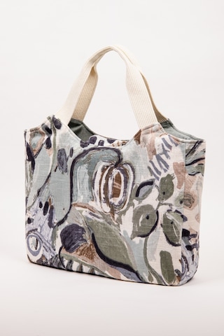 Fabric Craft Bag El Çanta Keten Desenli Yeşil Yeşil - Beyaz