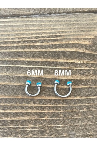 316 L Cerrahi Çelik Anti Alerjik Firuze Taşlı Halka Piercing Gümüş