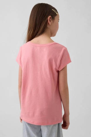 Gap Kız Çocuk Logo Detaylı Pembe T-shirt-13566 Pembe