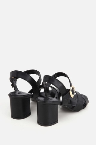 Yaya Kadın Siyah Bilekten Bantlı Kalın Topuklu Sandalet
