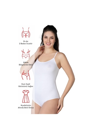 Beyaz Mı Emay 1415 Modal Cotton Çıtçıtlı İnce Askılı Body Beyaz