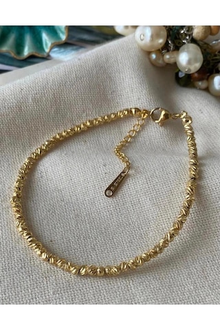 Minimal Dorika Boncuklu Modern Trend Gold Çelik Bileklik Çok Renkli