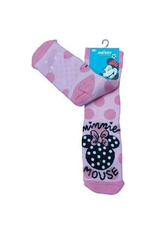 Mınnıe Mause Tabanı Kaydırmaz Kışlık Havlu Çocuk Çorap-pembe Pembe