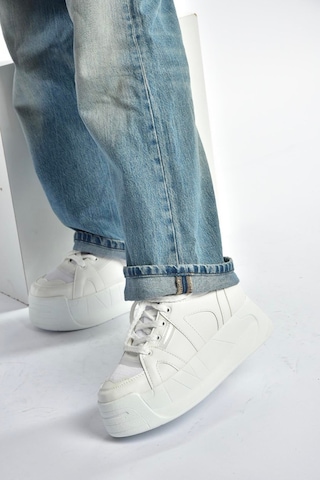 Fox Shoes V973019109 Beyaz Kalın Tabanlı Kadın Spor Ayakkabı Sneakers Beyaz