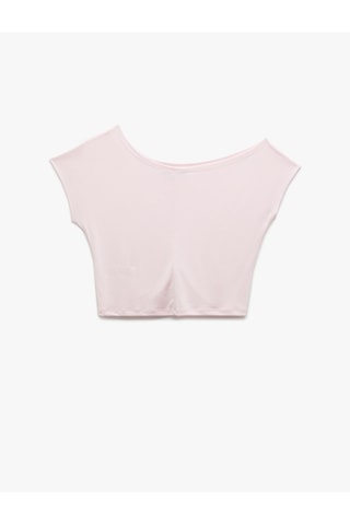Koton Kısa Kollu Kayık Yaka Düşük Omuz Modal Basic Tişört Açık Pembe 5sak10285nk Pembe