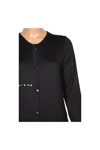 New Shine Kadın Kutlu Büyük Beden Çelikli Yan Cepli Siyah Kap Ceket Siyah