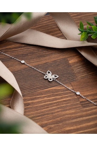 925 Ayar Rodyum Kelebek Figürlü Minimal Gümüş Bileklik Rzb10074